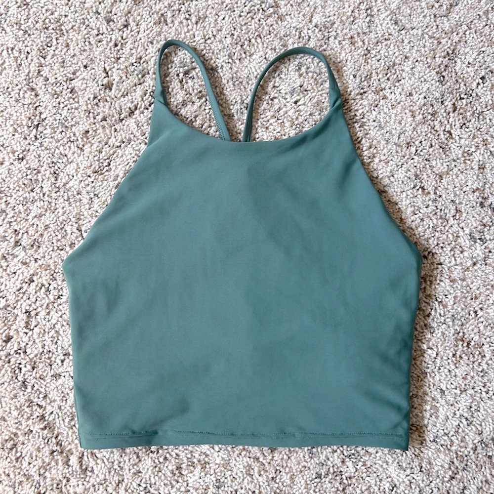 Old Navy Active Sage Green Halter Cropped Bra Tank - Size Medium